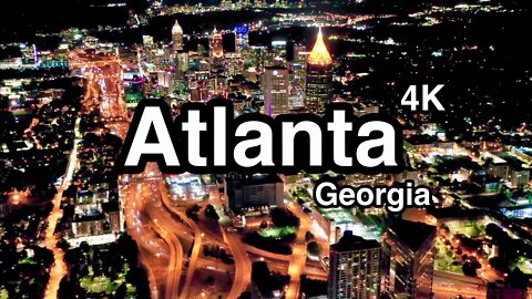 Atlanta Georgia Skyline at Night 4K Time Lapse Drone Video - Downtown Atlanta Skyline -Drone Aerials
