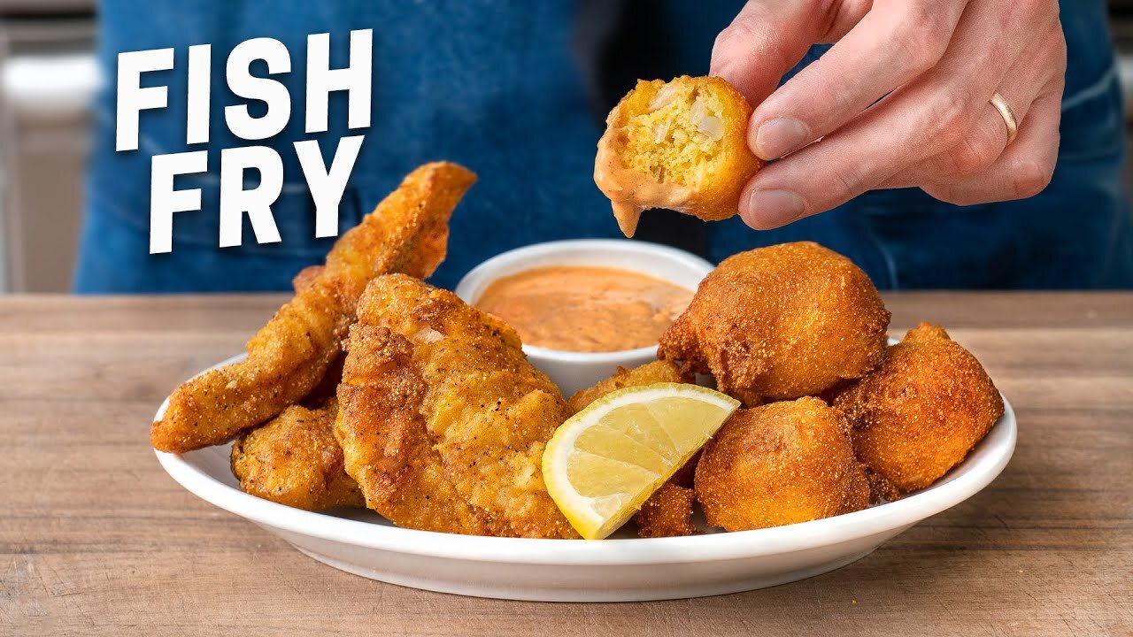 Fish Fry (Crispy Catfish with SUPER Easy Hush Puppies)