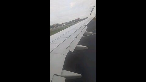 The plane takes off in the air