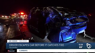 Driver escapes car before it catches fire