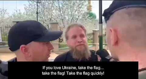 Ukro-Prick screaming at Orthodox journalist from Swiss in front of the Kiev-Petchersk Lavra