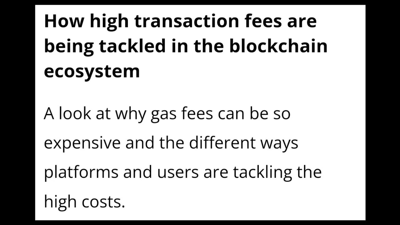 How High Transaction Fees Are Being Tackled In The Blockchain Ecosystem #cryptomash #crypto #viral