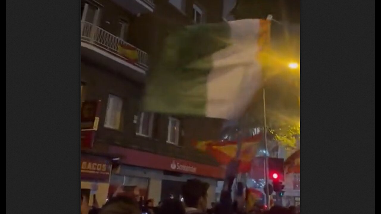 Spanish nationalists protesting en masse against the socialist coup are flying the flag of Ireland