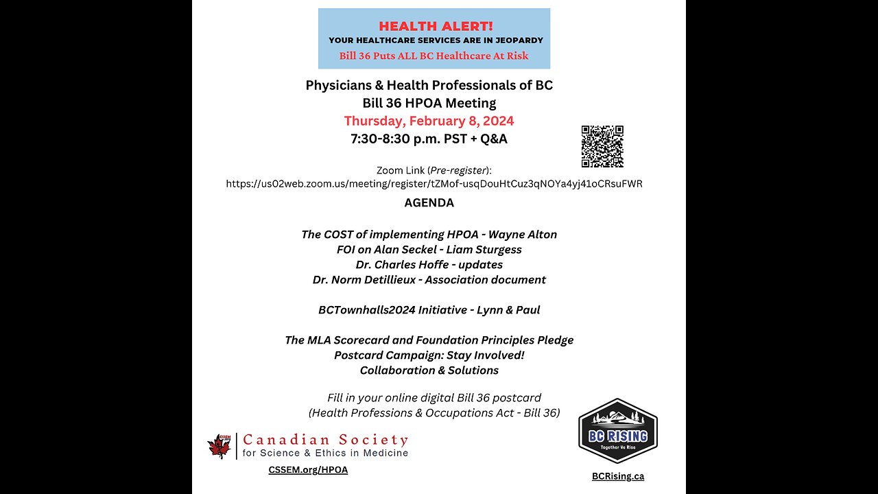 BC Physicians & Health Professionals HPOA (Bill 36) Meeting - Feb 8, 2024