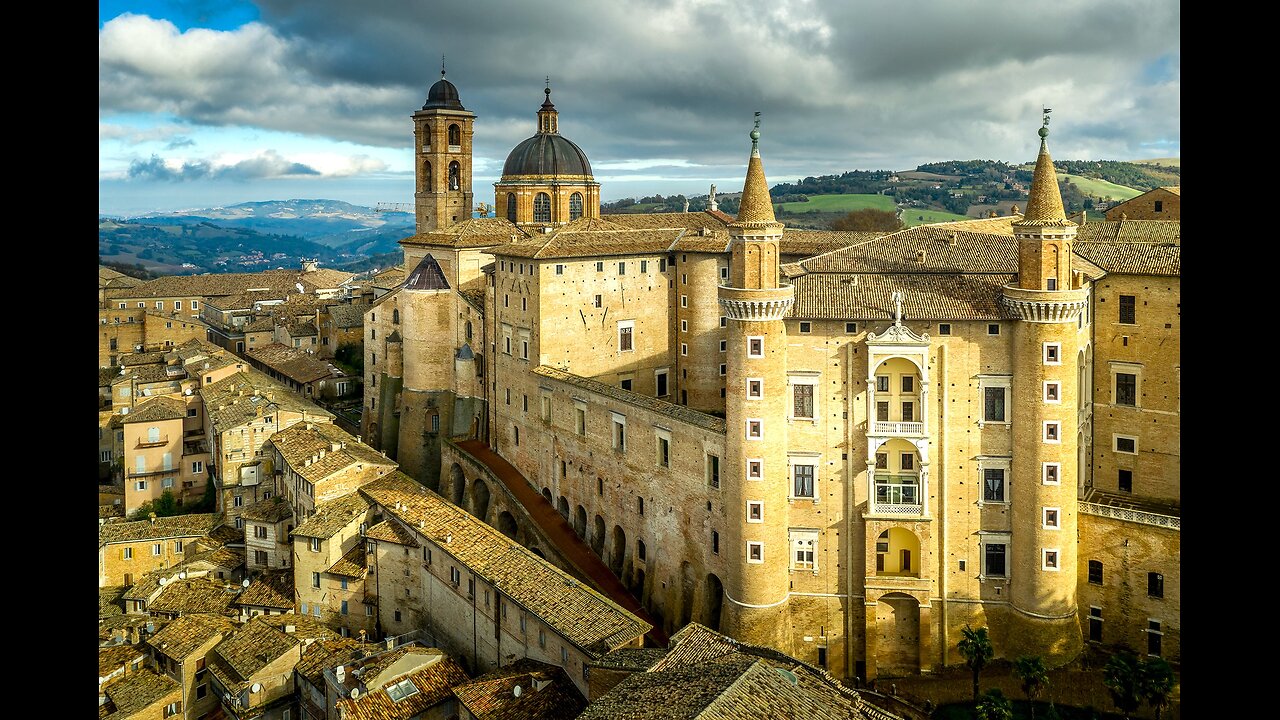 Urbino, Italy drone footage