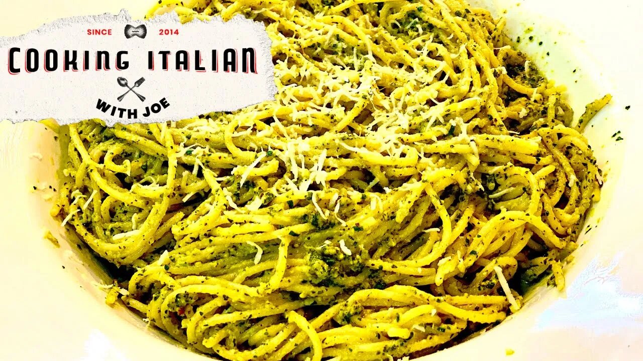 Spaghetti with Walnut Pesto from Sardinia Cooking Italian with Joe