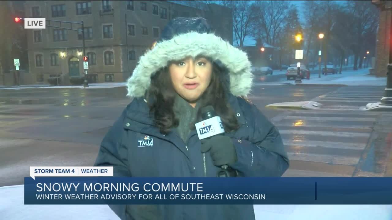 Snow picks up, slick commute Monday morning