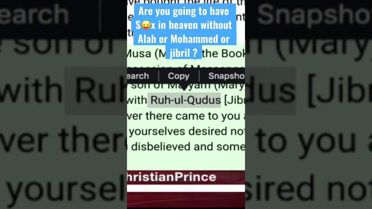 Are you going to have s😜x in a heaven without Allah or Mohammad or jibril ? Christian Prince