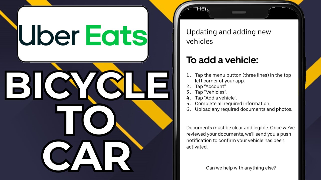 HOW TO CHANGE UBER EATS BICYCLE TO CAR