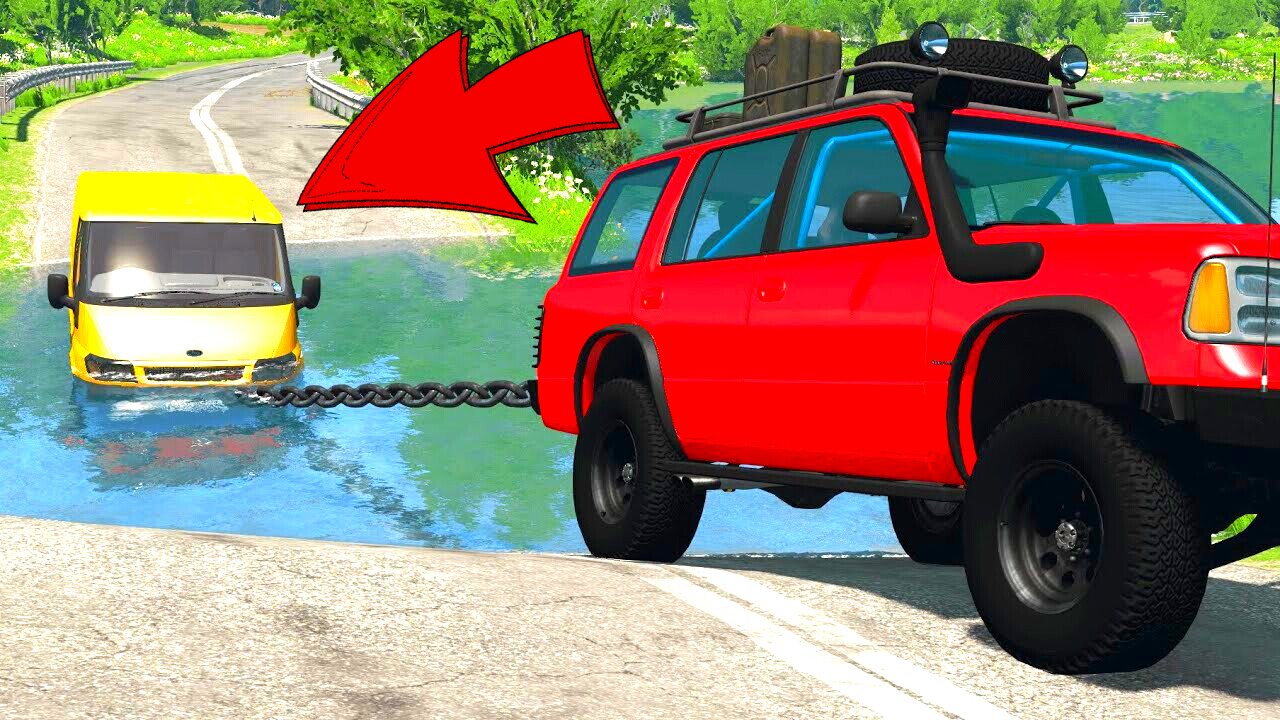 Cars vs Deep Water - BeamNG.Drive