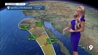 Clouds increase as moisture from Kay inches closer