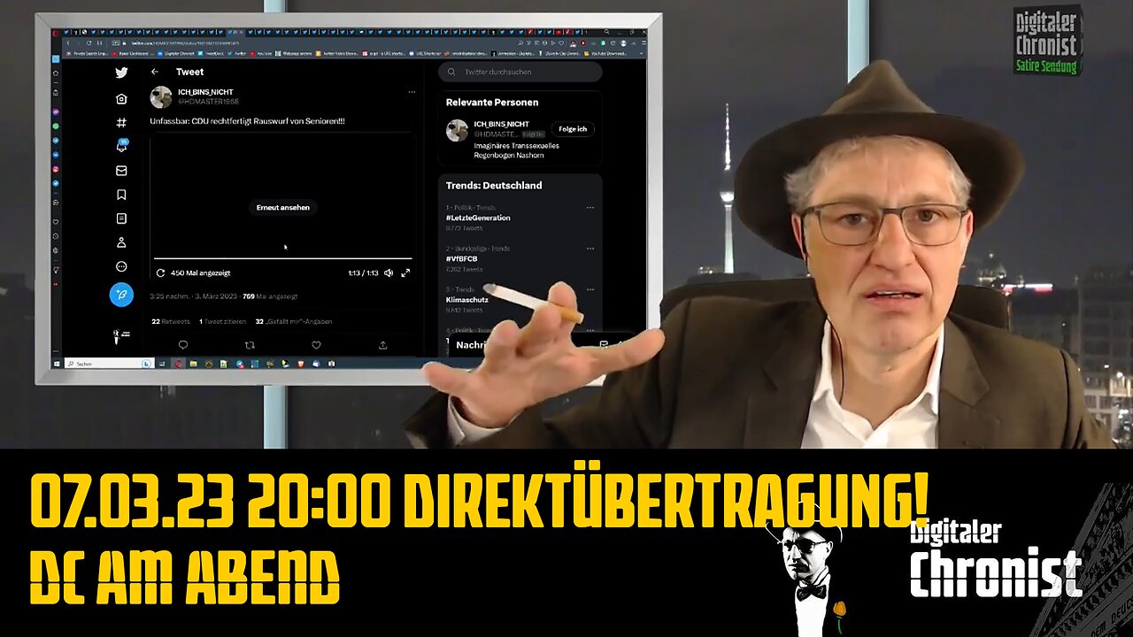 07.03.23 20:00 Direktübertragung! DC am Abend