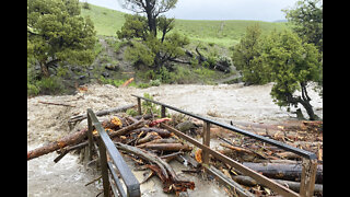 Yellowstone flooding takes out bridge, washes out roads