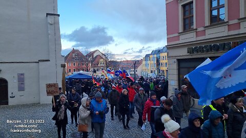 MONTAGSSPAZIERGANG - BAUTZEN, Kornmarkt, Reichenstr., 27 03 2023 - 112. MAHNWACHE, Start, kurz