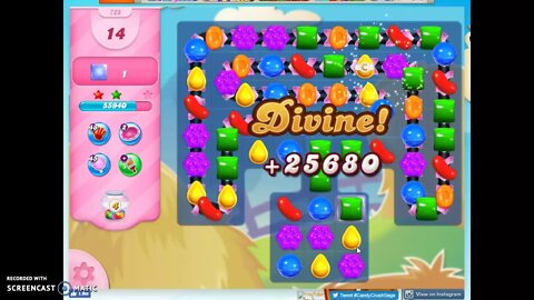 Candy Crush Level 728 Audio Talkthrough, 3 Stars 0 Boosters