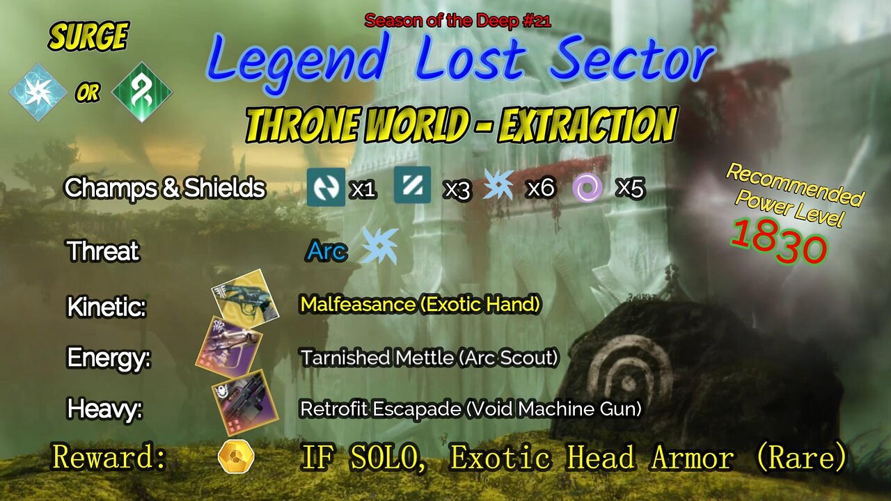 Destiny 2 Legend Lost Sector: Throne World - Extraction on my Arc Warlock 6-8-23