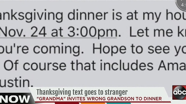 Thanksgiving text goes to stranger