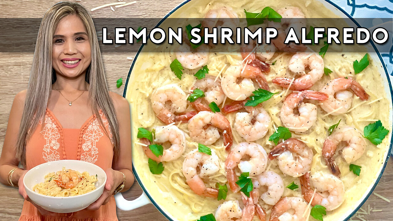 LEMON SHRIMP ALFREDO | ONE PAN MEAL