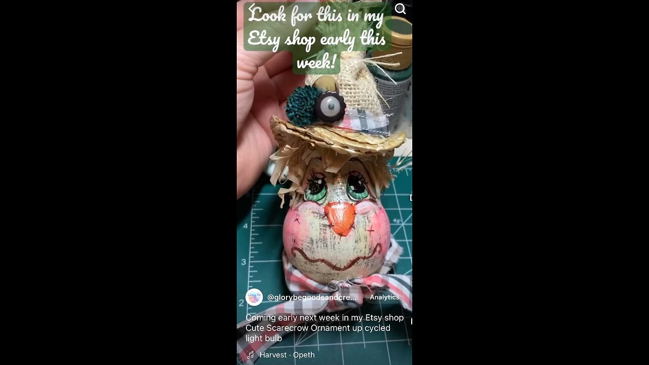 Scarecrow Ornament Up cycled Light Bulb cute Fall Hand made