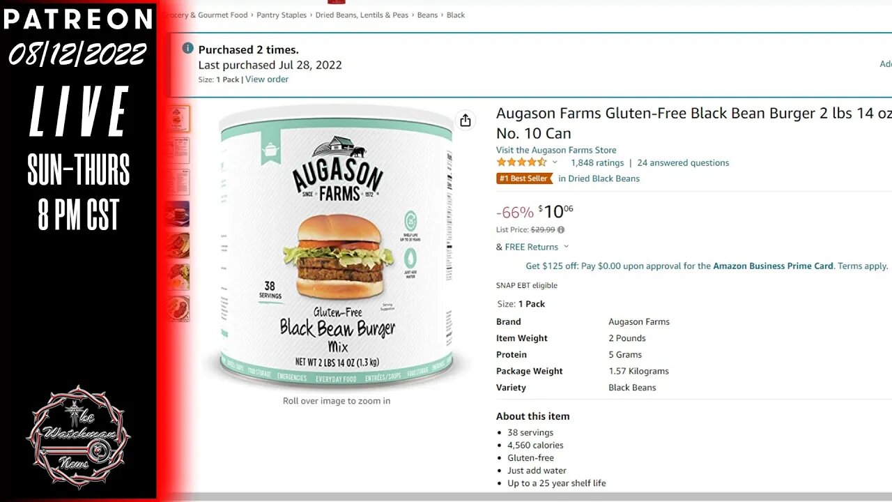 The Watchman News - Amazon Has A Great Deal On Augason Farms Black Bean Burger Right Now! $10.06