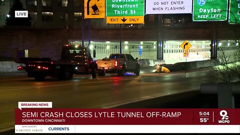 Semi stuck in the Lytle Tunnel