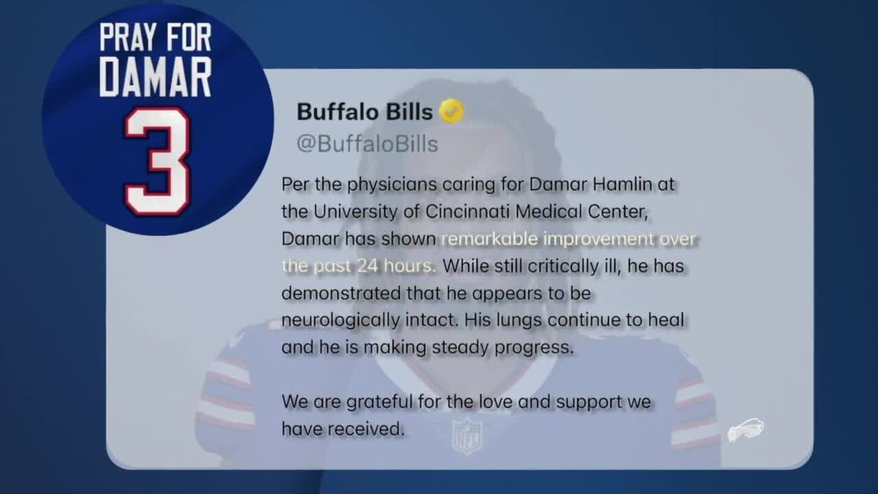 Fans celebrate positive reports on Damar Hamlin
