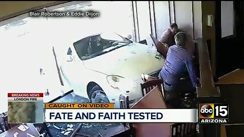 Car slams into restaurant, hits psychic