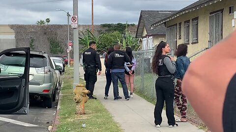 Young girls being detained for “human trafficking” on Figueroa St.