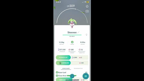 Evolving steenee to Tsareena