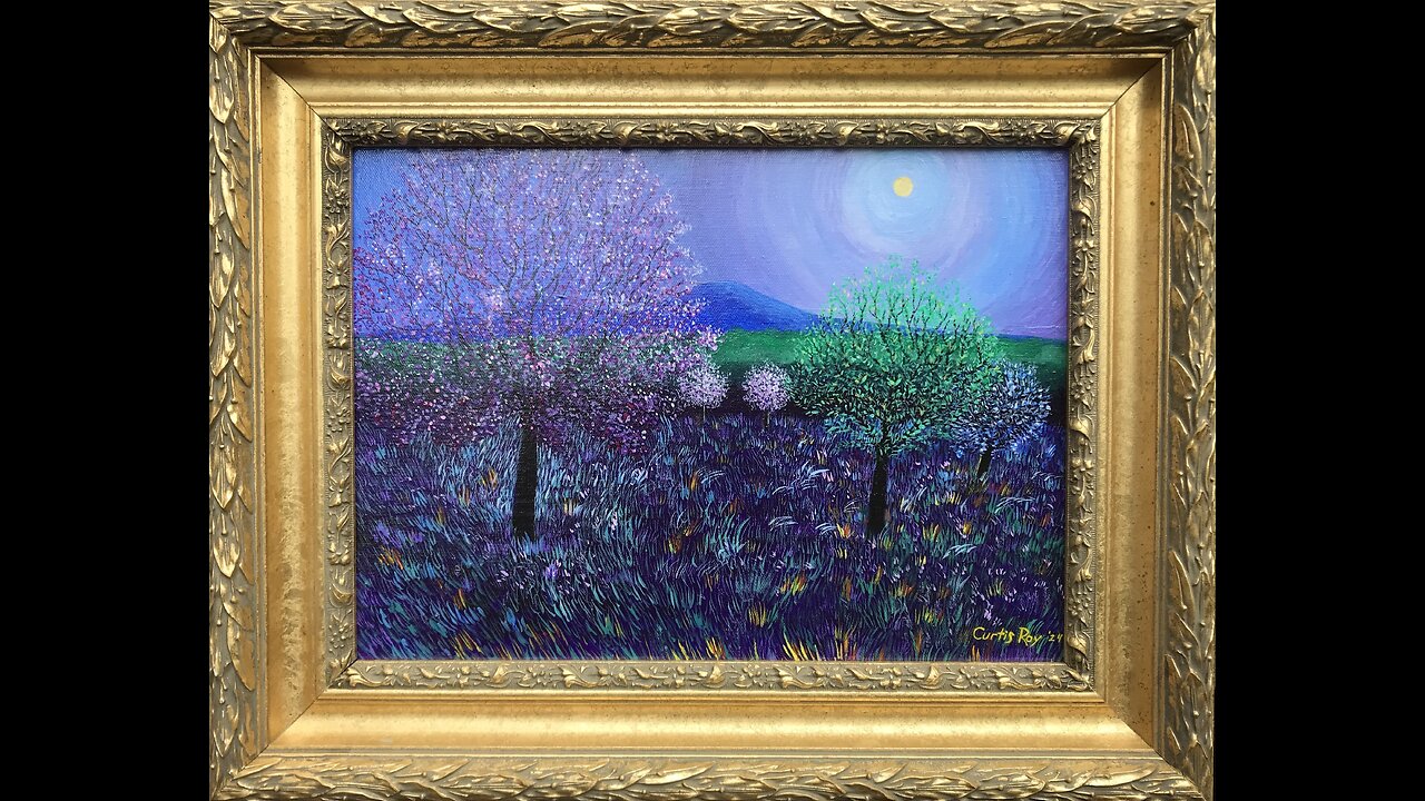 MOONLIT MEADOW ~ Framed Acrylic Painting by Curtis Roy