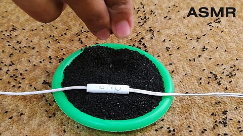Asmr dropping grains on earphone mic