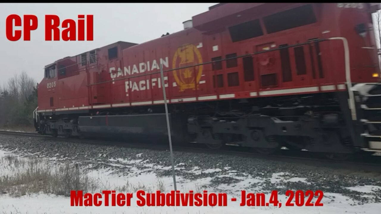 CP Mactier Subdivision @ Essa for 8205 N with 8729 and DPU 8951 midway. Jan.4, 2022