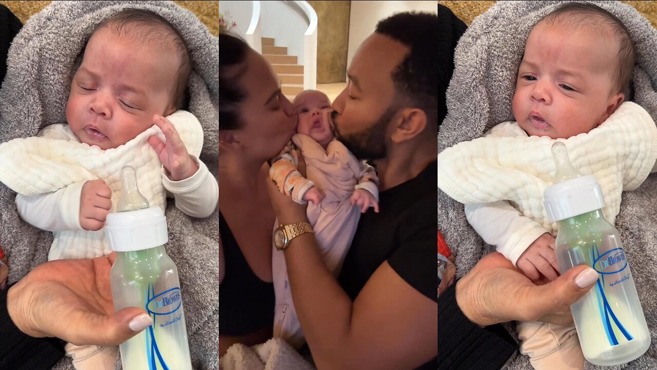 Chrissy Teigen & John Legend Adorably Kiss Baby Daughter Esti!