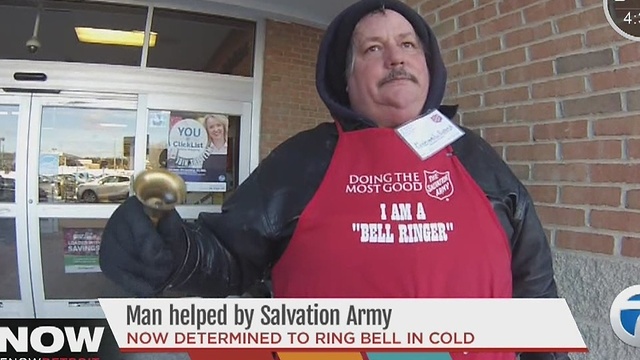 Man helped by Salvation army determined to ring bell through the cold