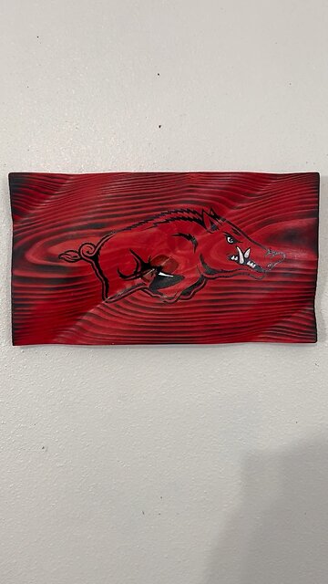 Wooden Arkansas Razorback Flag