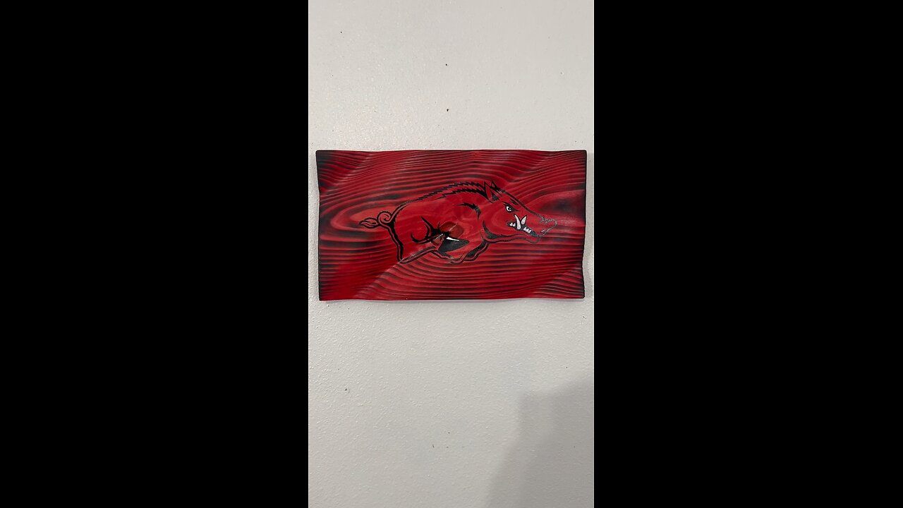 Wooden Arkansas Razorback Flag