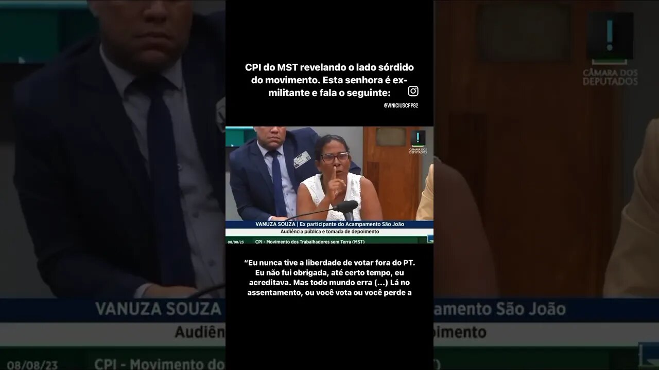 CPI do MST revelando o lado sórdido do movimento. Esta senhora é ex-militante e fala o seguinte