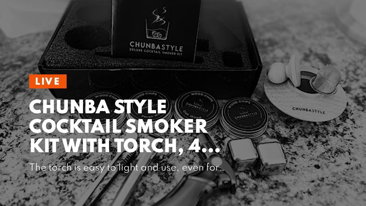 Chunba Style Cocktail Smoker Kit with Torch, 4 Wood Chips Flavors, 11pcs Deluxe Set for Whiskey...