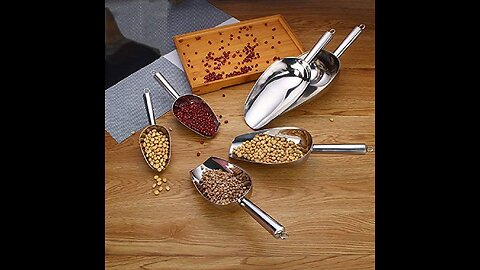 Stainless Steel Ice Scoop 8oz, 9.9 Inch Small Metal Food Scoops for Kitchen Bar Party Wedding,...