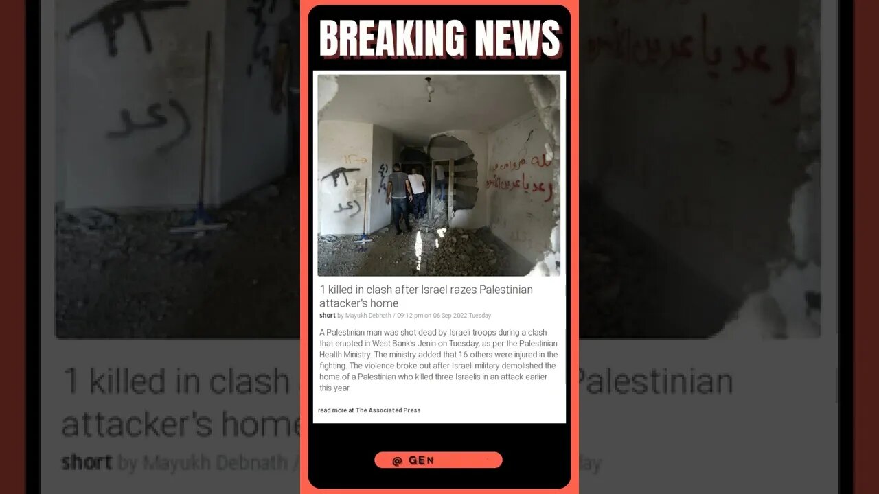 Actual Information: 1 killed in clash after Israel razes Palestinian attacker's home #shorts #news