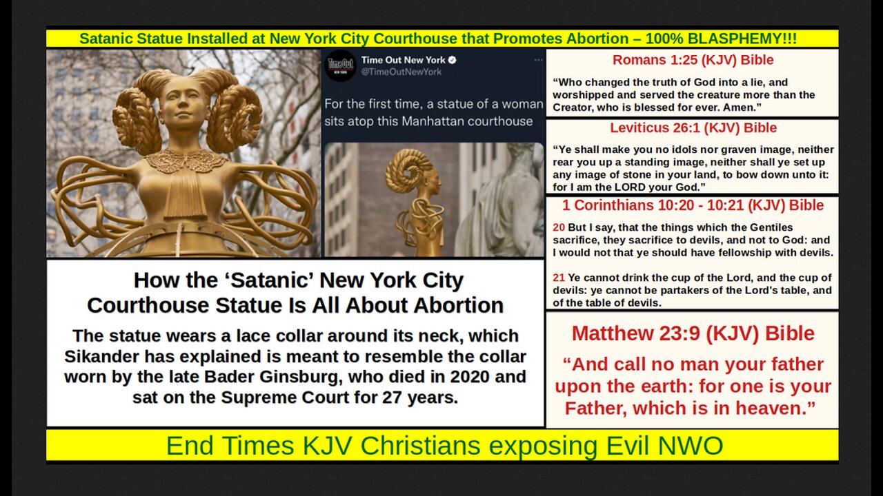 Satanic Statue Installed at New York City Courthouse that Promotes Abortion – 100% BLASPHEMY!!!