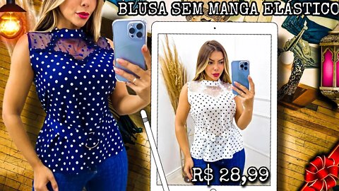 Blusa de Verão/ Blusa sem Manga/ Blusa cintura com Elástico/ Blusa Estampa!