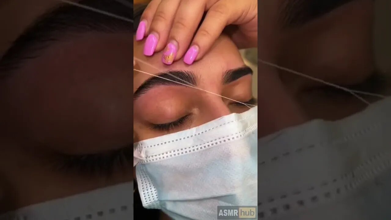 Threading eyebrows ASMR