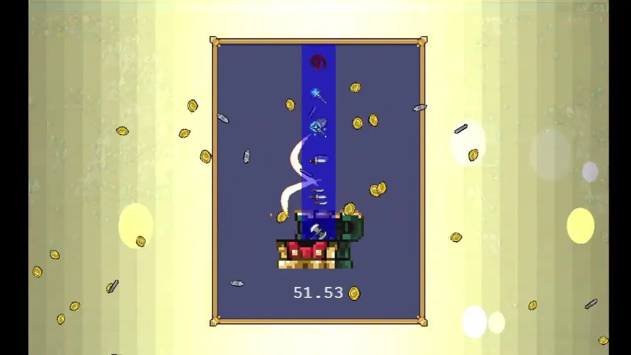 When you hit the 5 item chest in Vampire Survivors