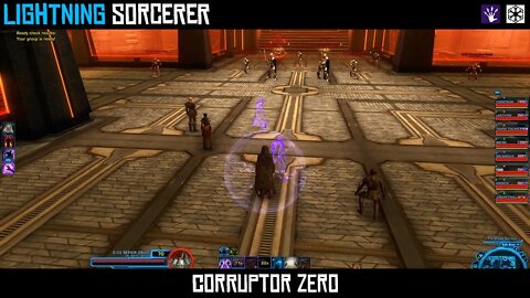 SWTOR DPS Lightning Sorcerer - Battling Corruptor Zero on Dread Fortress. 8 Player Group