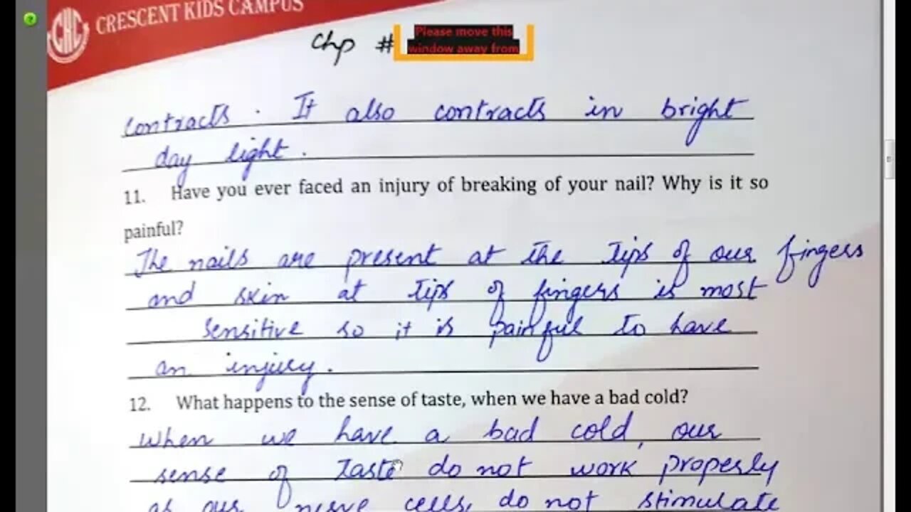 Class 6th Science Sense Organ Short Questions