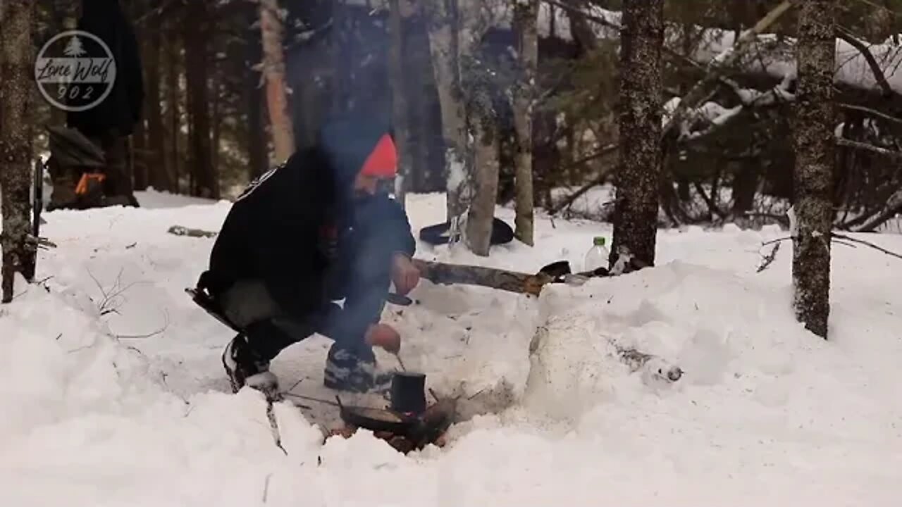 Camp in a hammock in winter 19