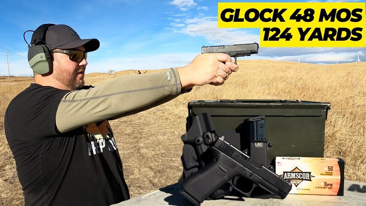 Shooting a Glock 48 at 124 yards with Iron Sights! | G48 MOS