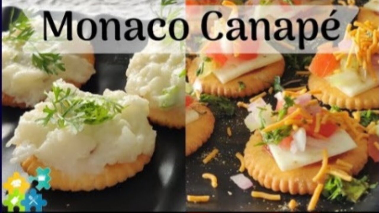 Monaco Biscuit Canapes Monaco Topping 2 Ways - Chaat Style & Creamy Cheese and Potato