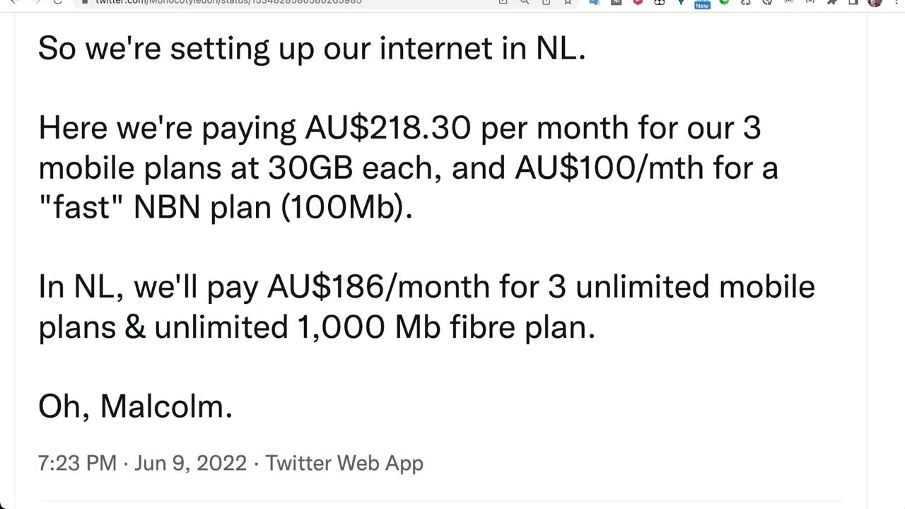 澳洲的通訊費用